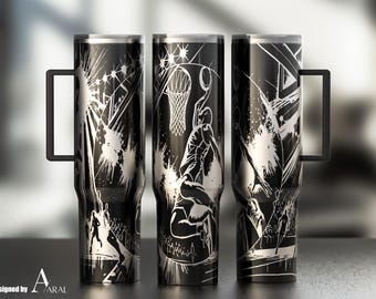 Basketball Tumbler Wrap SVG, Laser Engraving File, Slam Dunk Full Wrap Design, Digital Download, Basketball 40oz Tumbler Wrap SVG