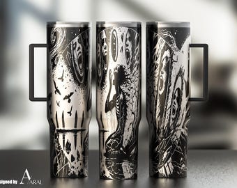 Screaming Soul Tumbler Wrap SVG: Horror Face Laser Engraving (Digital Download, 40oz Tumbler Design)