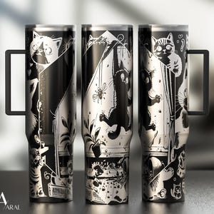 Cat 40oz Tumbler Wrap SVG, Laser Engraving File, Kitten Full Wrap Design, Digital Download, Pet Tumbler Wrap SVG