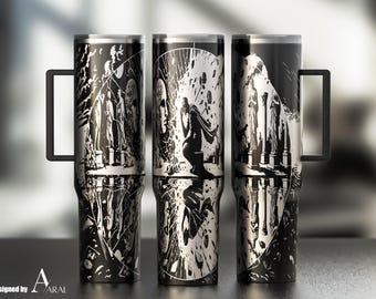 Gothic Reflection Art Tumbler Wrap SVG, Laser Engraving File, Full Wrap Design, Digital Download, 40oz Tumbler Wrap SVG