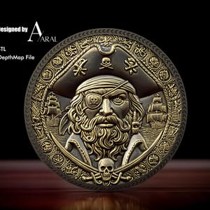 3D Piratenmünzen Karte: STL Datei für Lasergravur, CNC Fräse & 3D Druck