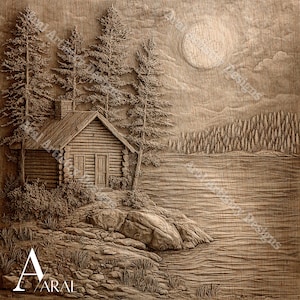 Motifs de gravure illusion 3D pour décoration Lake House - Fichiers découpés au laser pour Glowforge, xTool, LightBurn