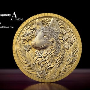 3D Sternzeichen Hund Münze Höhe Tiefe Karte Lasergravurdatei - Detailliertes STL-Design für CNC- & Fiberlaser (Schnittdateien)
