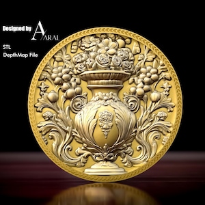 3D Vase Münzgravur Design: Tiefenkarte STL-Datei für Faserlaser-Maschinen & 3D-Druck