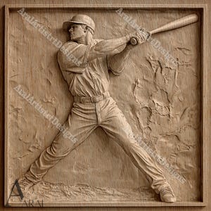 File di progettazione per l'incisione di giocatori di baseball con illusione 3D per progetti di taglio laser e CNC
