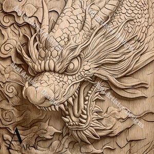 3D Dragon Illusion-lasergravureontwerp: LightBurn-, PNG- en Jarvis-bestanden - direct digitaal downloaden