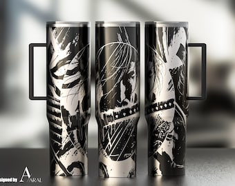 Samurai 40oz Tumbler Wrap SVG, Laser Engraving File, Japanese Art Full Wrap Design, Digital Download, Tumbler Wrap SVG