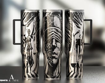 Lady Justice 40oz Tumbler Wrap SVG, Laser Engraving File, Music Tribute Full Wrap Design, Digital Download, Justice Tumbler Wrap SVG