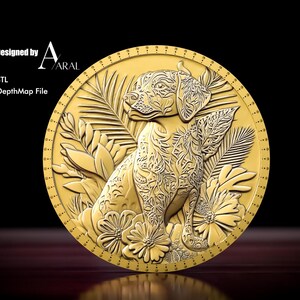 3D Sternzeichen Hund Münze Höhe Tiefe Karte Lasergravurdatei - Detailliertes STL-Design für CNC- & Fiberlaser (Schnittdateien)