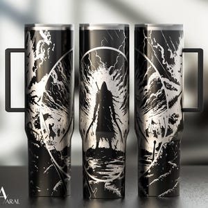 Fantasy Krieger 40 Unzen Tumbler Wrap SVG, Laser Gravierdatei, Metallica Tribute Full Wrap Design, digitaler Download, Tumbler Wrap SVG