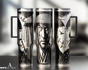 Samurai 40oz Tumbler Wrap SVG, Laser Engraving File, Japanese Warrior Full Wrap Design, Digital Download, Ronin Tumbler Wrap SVG