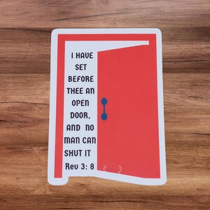 Sticker Openbaring 3:8 | Stickers bijbelteksten | Open deur | Vinylstickers | Geloofssticker