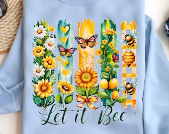 Let it Bee Colorful Sunflower and Bee Digital Clipart Bundle for Summer, Nature Floral Designs Instant Download for Craft Projects,T-Shirts