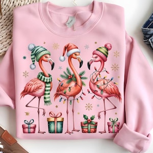 Christmas Flamingo PNG – Tropical Holiday Clipart for Sublimation – Funny Santa Flamingo Digital Download