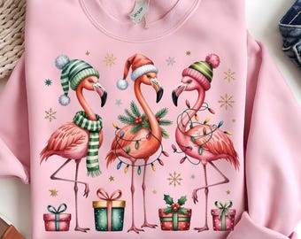 Christmas Flamingo PNG – Tropical Holiday Clipart for Sublimation – Funny Santa Flamingo Digital Download