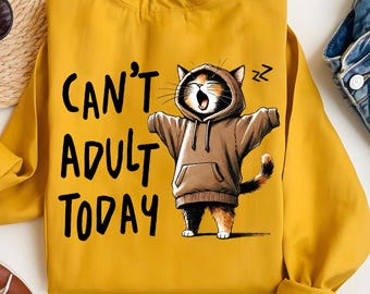 Cozy Cat PNG, Lazy Hoodie Cat Sublimation Design, Cute Fall Cat Clipart, Funny Sleepy Kitten Shirt