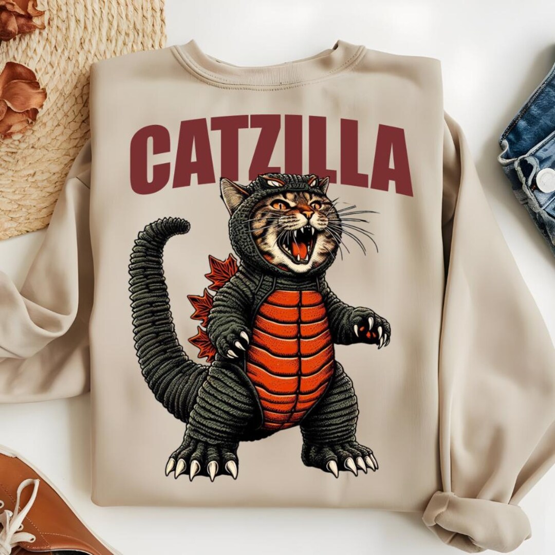 Katzilla Catzilla PNG Funny Cat Godzilla Design for T-shirts – Angry Monster ...