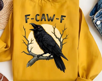 Funny Raven PNG – F-CAW-F Goth Crow Sublimation Design for Dark Humor Fans