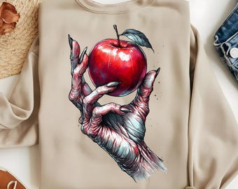 Witch Hand Holding Poison Apple PNG – Dark Fairytale Halloween Sublimation Design