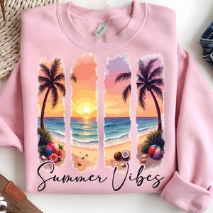 Tropical Sunset Beach PNG – Summer Vibes Sublimation Design – Coastal Palm Tree Clipart – Vacation Ocean Shirt Graphic Retro Beach Printable