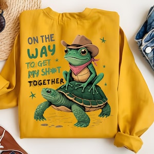 Funny Frog and Turtle PNG – On The Way To Get My Sh*t Together Sublimation Design