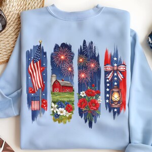 4th of July Digital Art, Patriotic Fireworks,American Flag  Barn Design for T-shirts,Mugs,Printable Decorations,4th of july  design