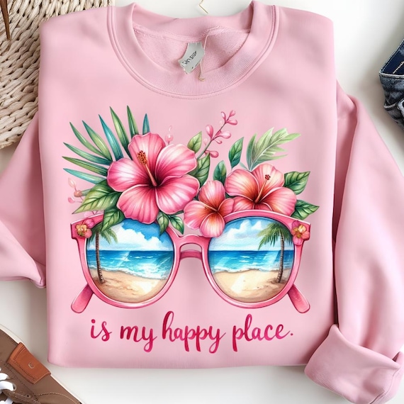 Tropical Beach Sunglasses PNG: Hibiscus Floral Summer Design  display picture 1