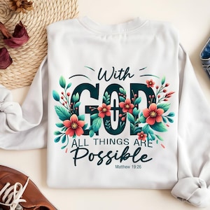 Christian Bible Verse PNG: Floral Faith Shirt Sublimation Design (Digital Download)