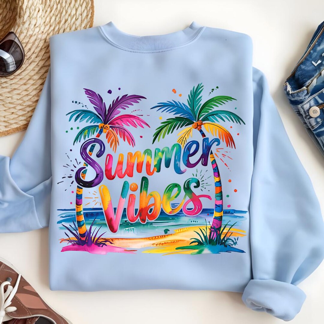 Retro Rainbow Palm Tree PNG: Colorful Summer Vibes Sublimation (digital ...