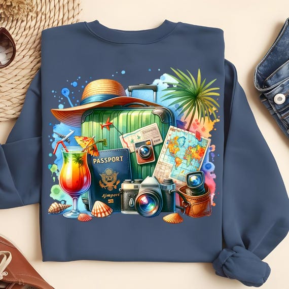 Travel PNG Sublimation Design: Vacation Clipart for T-Shirts