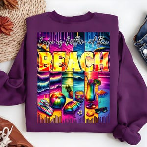 Life Is Better at the Beach PNG, Retro Beach Sublimation, Summer Tropical Vacation Shirt Design, Coastal Sunset PNG File