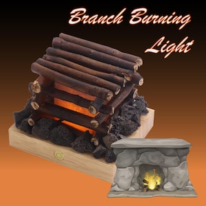 Branch Burning Light, Wooden Nightlight With Touch Switch, Holiday Home Decor, White Noise Sound For Focus, For Child, Christmas Decor
