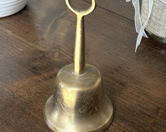 VTG Brass Bell Engraved Dinner Store Bell 6 Inch Rings