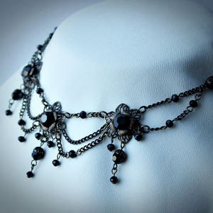 Jet Black Crystal Collar Necklace