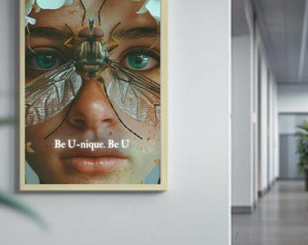 Be Unique Be U Empowerment Art, Motivational Wall Decor, Inspirational Quote Print, Positive Reminder,  Self-Improvement  Wall Decor