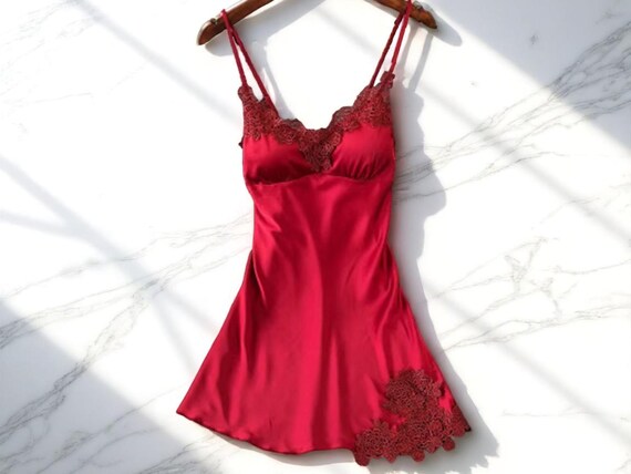 Lace Trim Nightgown | Satin Style Sleep Dress | Spaghetti Strap Nightwear | Soft Fabric Loungewear | Women's Summer Homewear