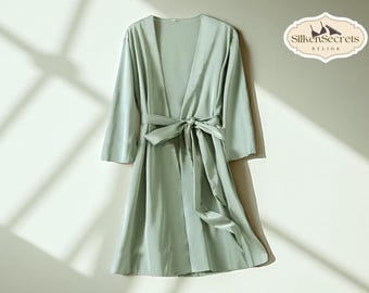 Cotton Robe Women | 3/4 Sleeve Bathrobe | Spring Autumn Robe | Printed Morning Gown | Loose Home Wear | Sleep Dressing Gown
