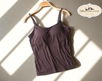 Haut de nuit pour femmes | Camisole rembourrée | Bas de chemise superposé | Vêtements de nuit d'été en modal | Des vêtements confortables pour la maison
