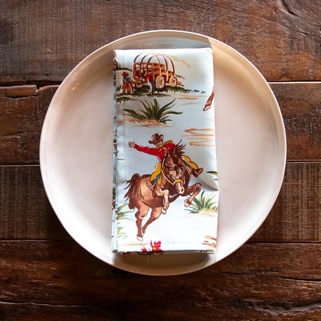 Western Napkin; Blue Sky Ranch Cloth Napkin - Etsy