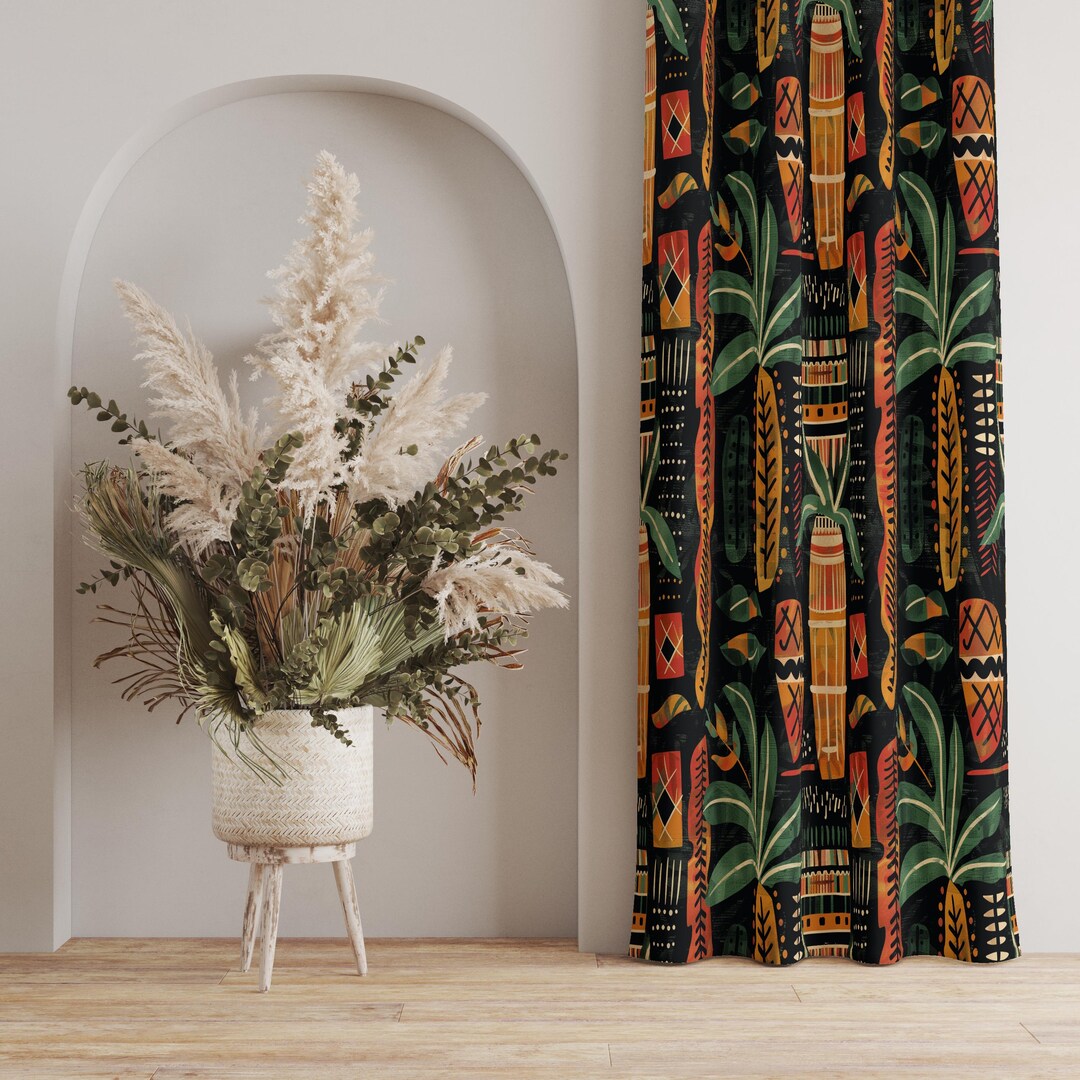 Personalized Black Jamaicans Crocodile Window Curtain Tropical Flowers Grunge Flag LT9