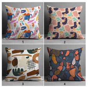 Colorful Abstract Shapes Cushion Covers, Colorful Abstract Pillow Covers, Modern Abstract Pillow Covers, Mid-Century Modern Pillow Cases