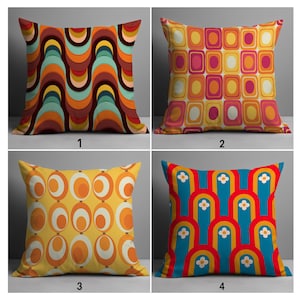 Groovy Retro Pillow Covers, Colorful Mid Century Modern Pillow Case, Colorful Abstract Cushion Covers, Mcm Home Decor, 70s Vintage Pillows