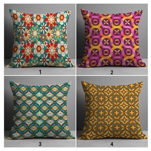 Retro Floral Pillow Covers, Groovy Retro Flowers Pillow Case, Colorful Pillow Covers, Motley Cushion Case, Hippie Flowers Throw Pillow Cover