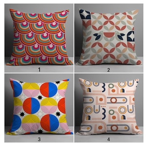 Retro Geometric Pillow Covers, Mid-Century Modern Throw Pillow Covers, Colorful Abstract Pillow Cases, Retro Abstract Pillow Cases