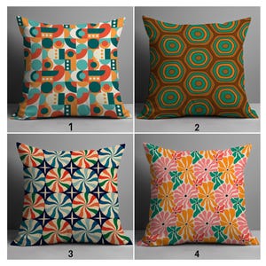 Retro Geometric Pillow Covers, Mid-Century Modern Throw Pillow Covers, Colorful Abstract Pillow Cases, Retro Abstract Pillow Cases