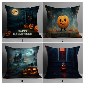 Spooky Halloween Pumpkin Pillow Cover, Halloween Decor, Cute Pumpkin Face Pillowcase,Scary Halloween Pillowcase, Haunted House Pillow Covers