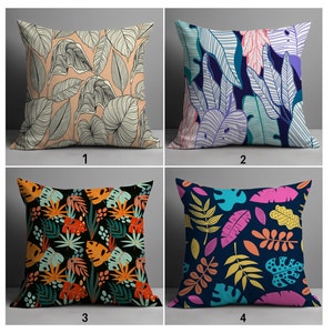 Botanical Pillow Covers, Beachy Floral Cushion Covers, Decorative Palm Leaf Pillow Cover, Monstera Leaves Throw Pillow Case, Home Decor