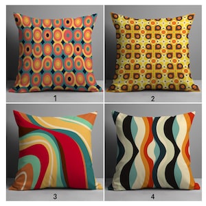 Retro Geometrische Kissenbezug, Mid Century Modern Kissenbezug, 70er Jahre Boho Kissenbezug, Psychedelischer Kissenbezug, Dekorativer Kissenbezug