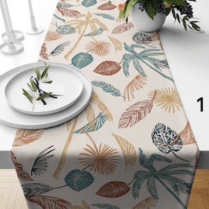 Modern Farmhouse Table Runner, Tropical Palm Leaf Table Clothes, Palm Leaf Table Decor, Boho Chic Table Runners, Tropical Table Decor