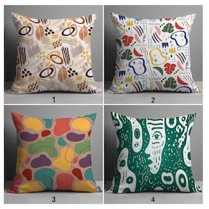Abstract Pillow Covers, Modern Geometric Pillow Cases, Colorful Abstract Throw Pillow Covers, Abstract Shapes Cushion Covers